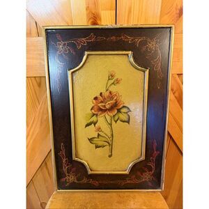 Vintage Wall Art with ornate tole style Floral Gold details (6532)